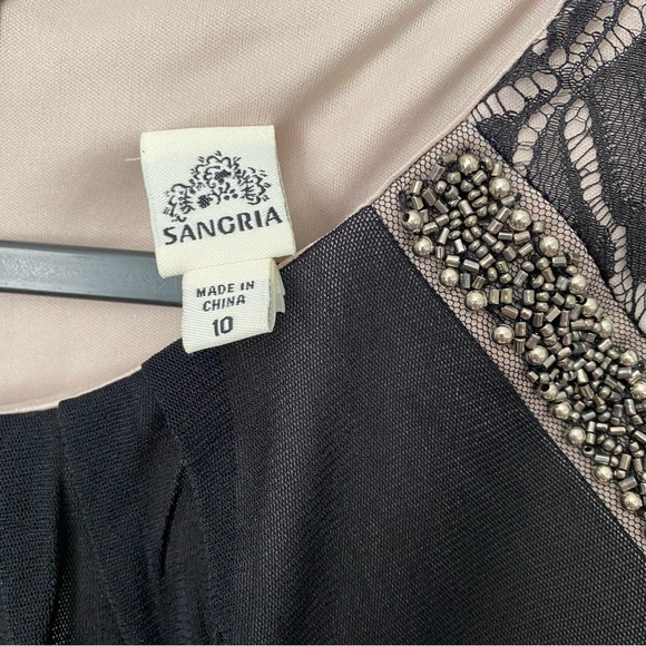 Sangria Black Lace Beaded Semi Formal Dress - Picture 4 of 9